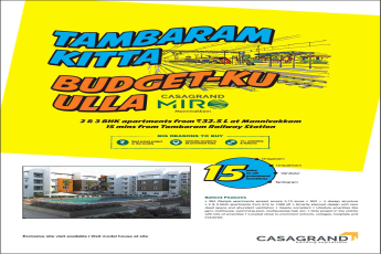 Book 2 & 3 BHK apartments @ Rs. 32.5 Lacs at Casagrand Miro in Chennai